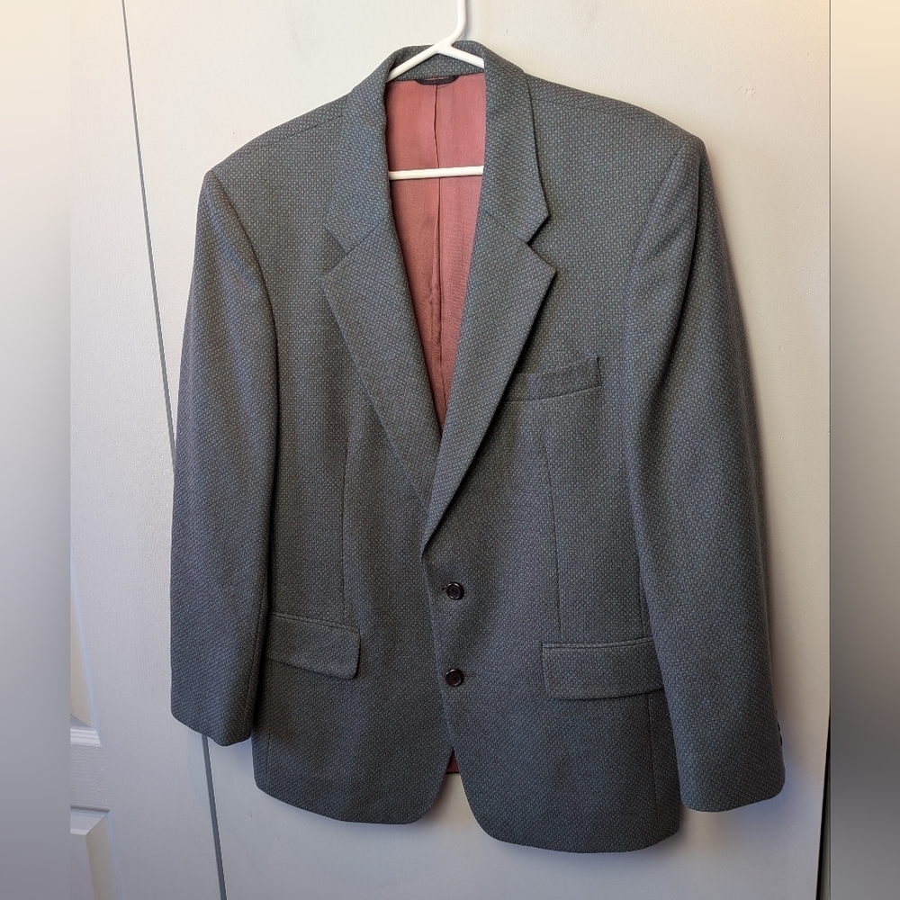 Men Vintage Blazer 100% Wool Size 40 Reg Made In Canada Blue Purple Green Colors